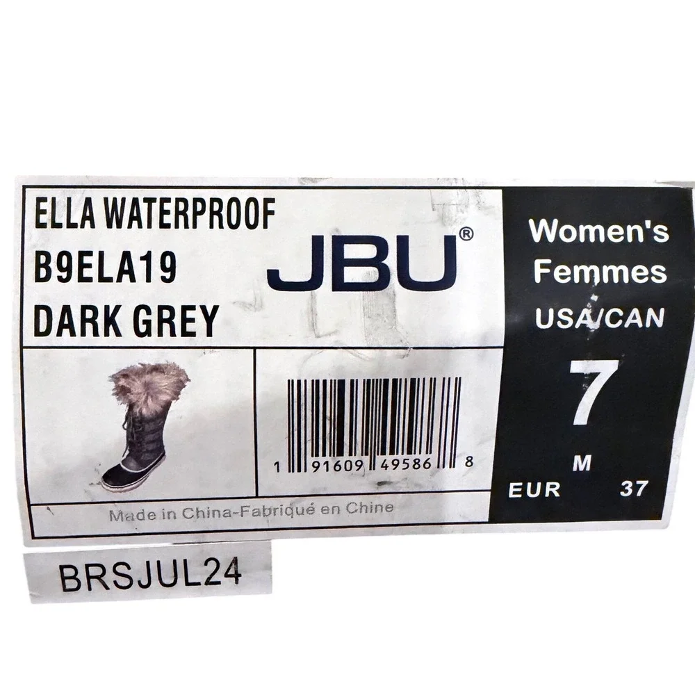 JBU by Jambu Ella Women 7 Dark Grey Waterproof Faux Fur Tall Winter Duck Boots